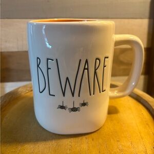 Rae Dunn Cream 'Beware' Mug with Black Text